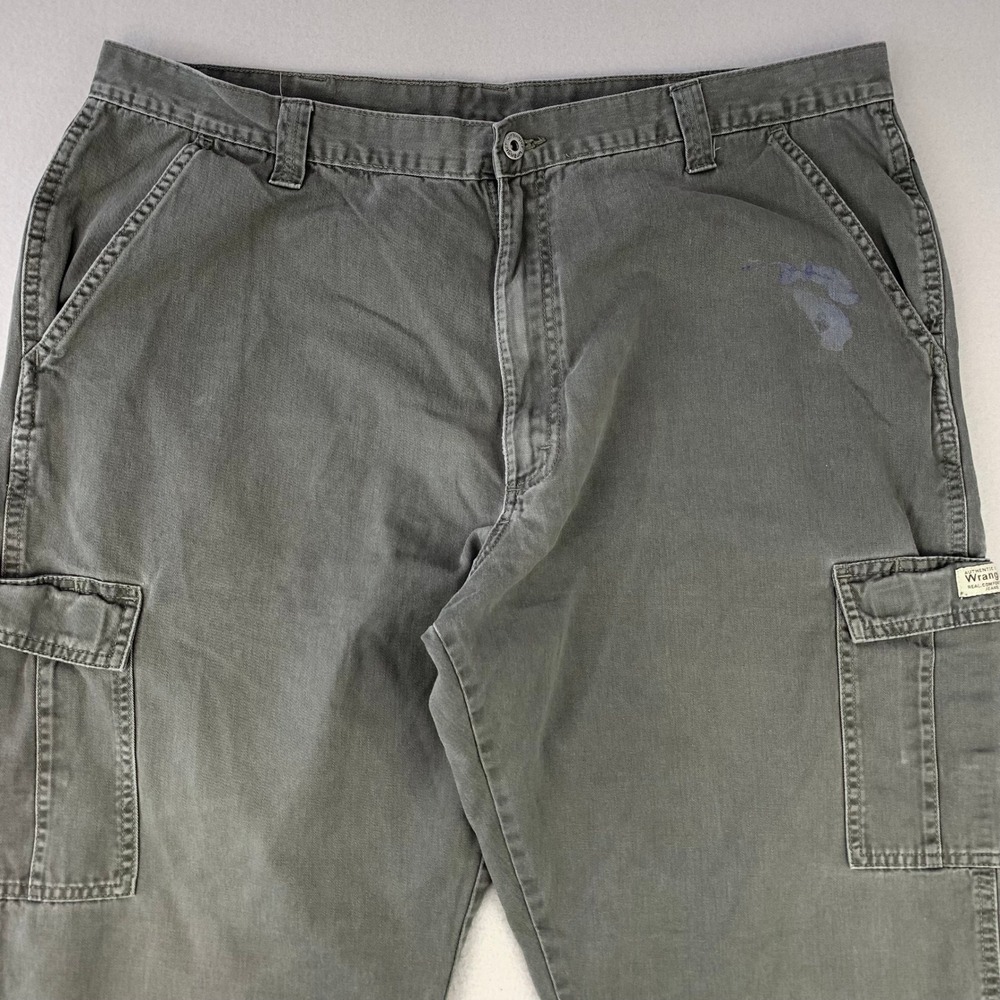 Wrangler Cargo Pants Mens 40x32 Khaki Green Loose Fit‎ Cotton Workwear